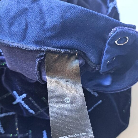 Mondor sleeveless velour figure skating dress navy blue with motifs size 8-10 - Picture 3 of 4